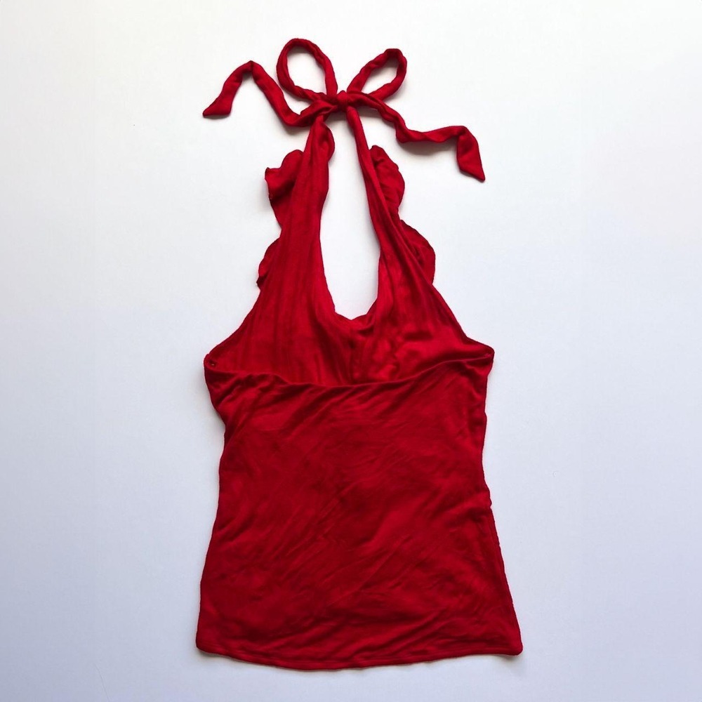 Cache Y2K Red Ruffle Halter Top - Picture 2 of 5